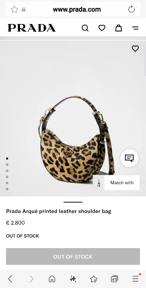 Prada Arqué printed leather shoulder bag honey 1BC194 22.5x18.5x6cm-duoc-ban-tai-Hvip Bags and Accessories