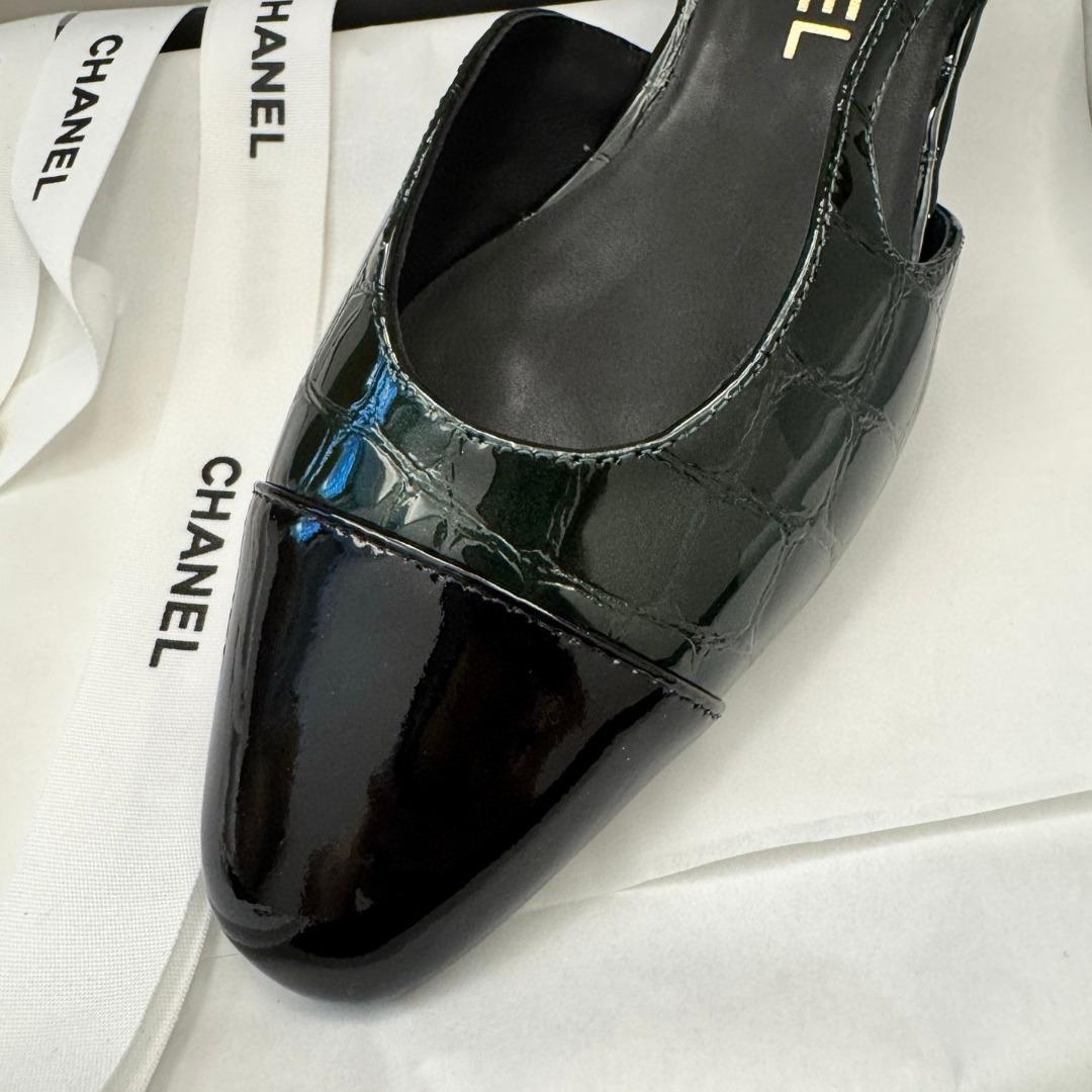 Chanel Slingbacks Crocodile Embossed Patent Calfskin & Patent Calfskin 20mm G39221-duoc-ban-tai-Hvip Shoes and Clothes