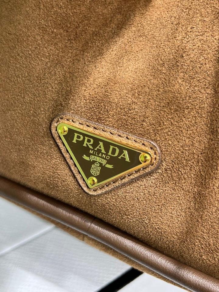 Prada suede brown shoulder bag 1BE087 22x21x10.5cm-duoc-ban-tai-Hvip Bags and Accessories