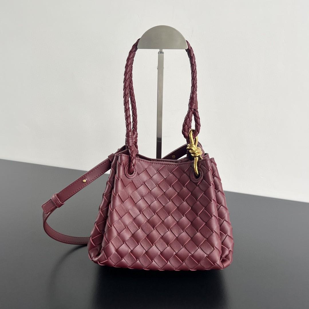 Bottega Veneta Small Parachute Intrecciato  burgundy 796569 21X17X16.5cm-duoc-ban-tai-Hvip Bags and Accessories