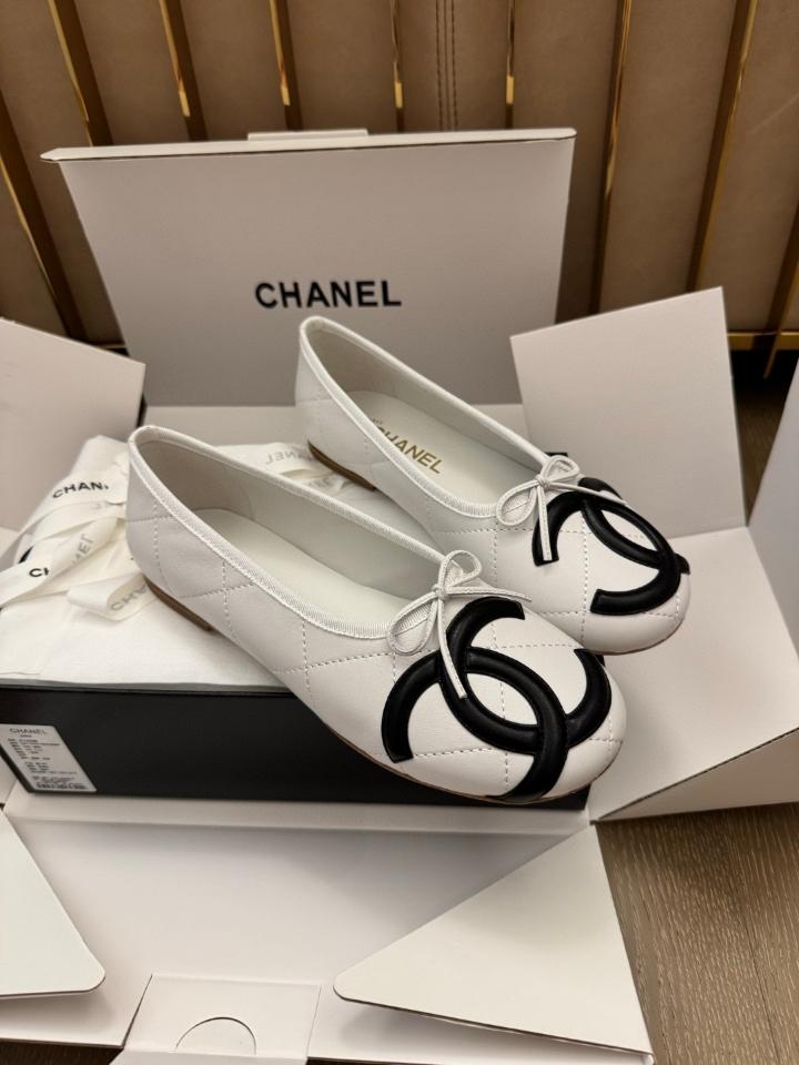 Chanel Ballet flats Lambskin white and black G47163 -duoc-ban-tai-Hvip Shoes and Clothes