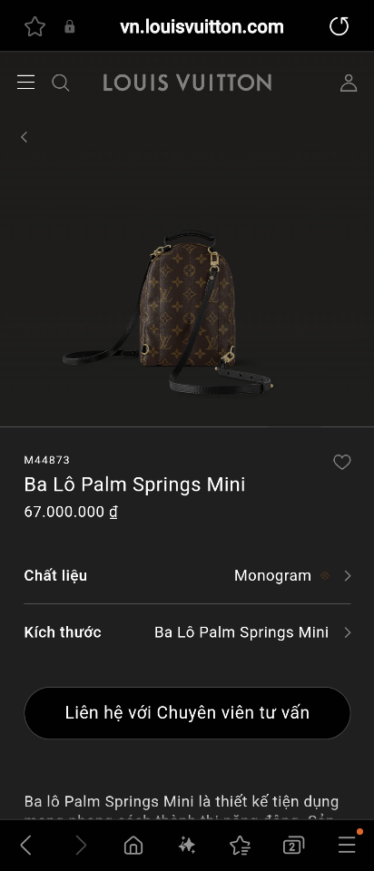 Louis Vuitton M44873
Ba Lô Palm Springs Mini 17*22*10cm-duoc-ban-tai-Hvip Bags and Accessories