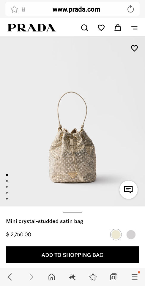 Prada  Mini crystal-studded satin bag Sand Beige 1BE067 16x2110cm-duoc-ban-tai-Hvip Bags and Accessories