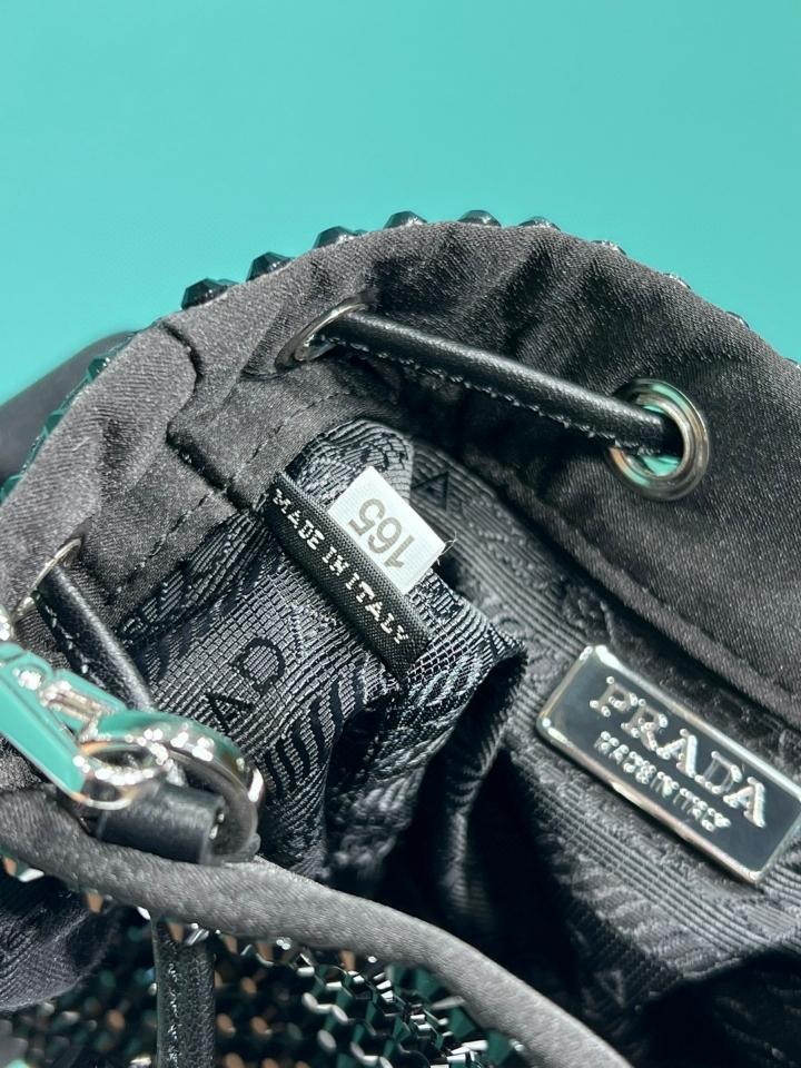 Prada Satin mini-pouch with crystals black 1NR016 10x12x7cm-duoc-ban-tai-Hvip Bags and Accessories