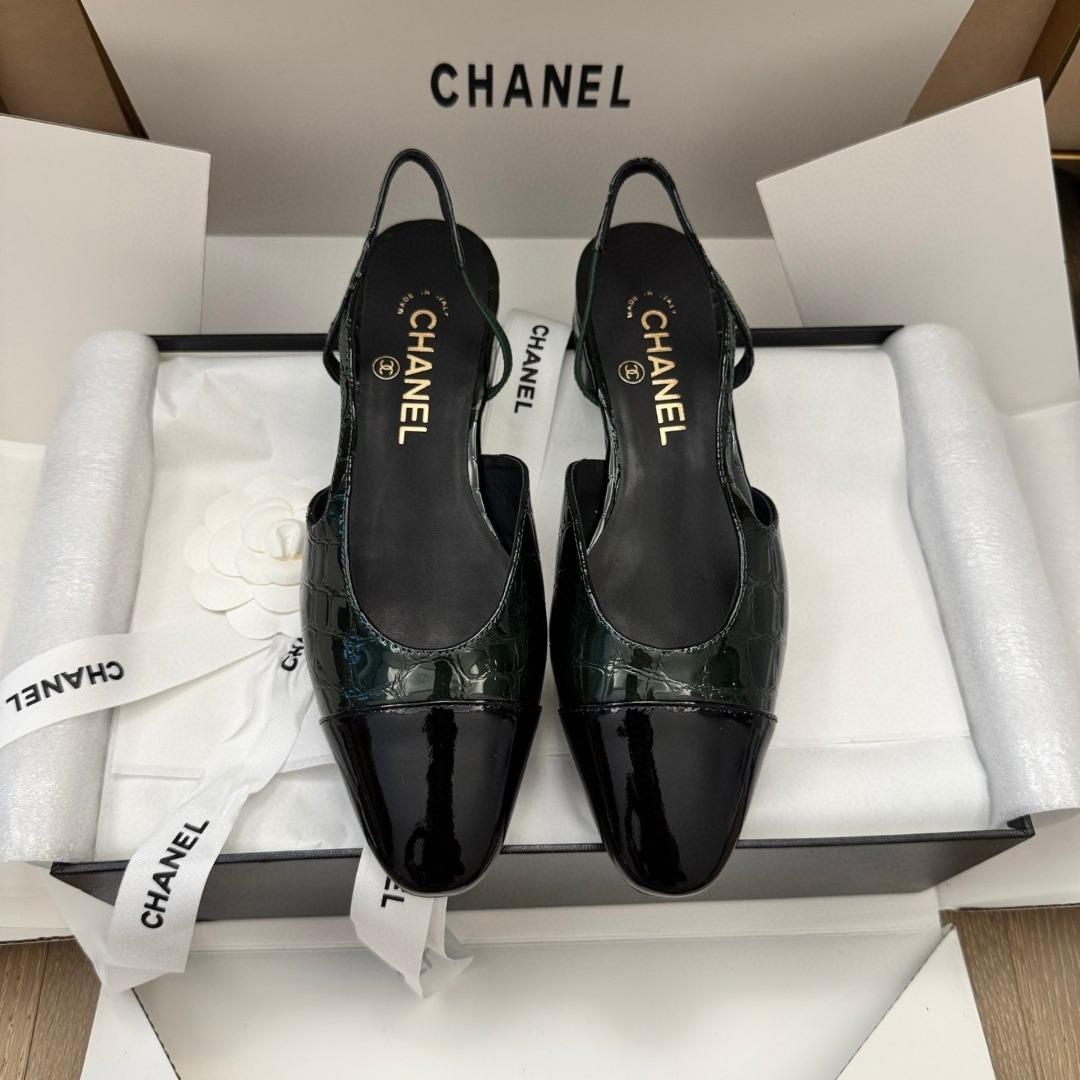 Chanel Slingbacks Crocodile Embossed Patent Calfskin & Patent Calfskin 20mm G39221-duoc-ban-tai-Hvip Shoes and Clothes