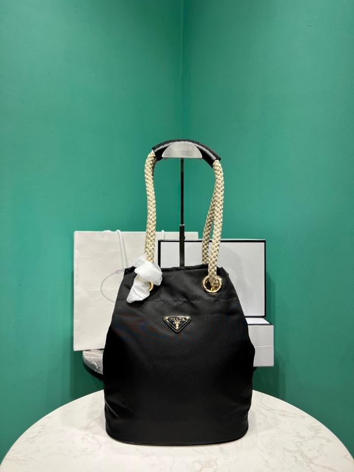 Prada Mariner Re-Nylon small bucket bag black 1BE082 23.5x28x16.5cm-duoc-ban-tai-Hvip Bags and Accessories