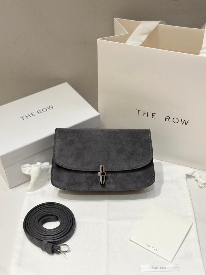 The Row Sofia suede shoulder bag dark grey PHW 19*10.5*5cm -duoc-ban-tai-Hvip Bags and Accessories