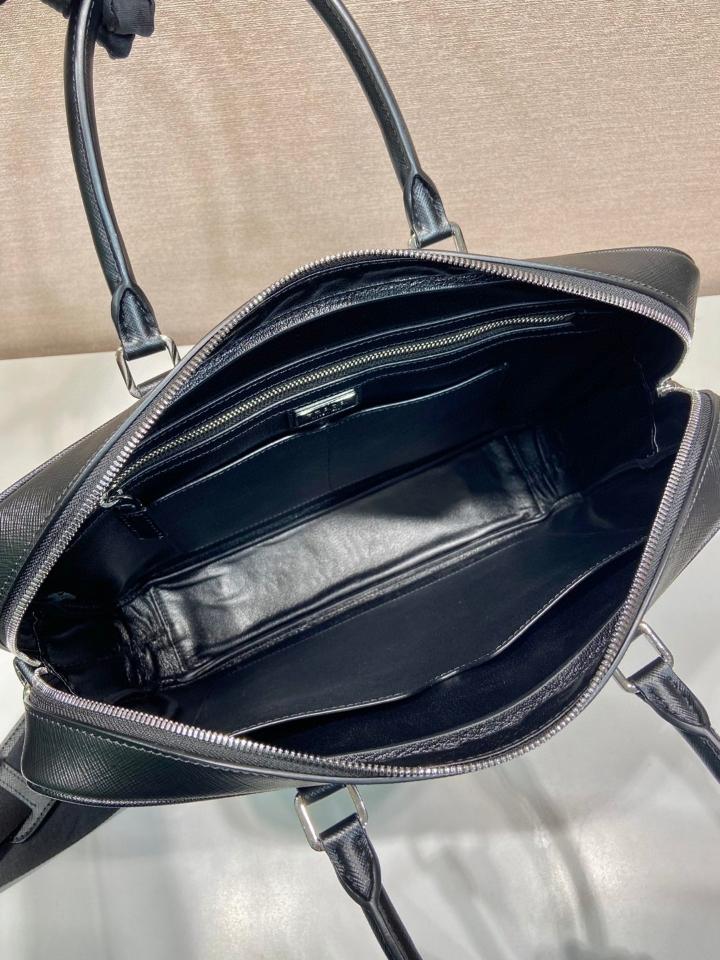 Prada Saffiano Leather briefs bag black 0891 38x29cm-duoc-ban-tai-Hvip Bags and Accessories