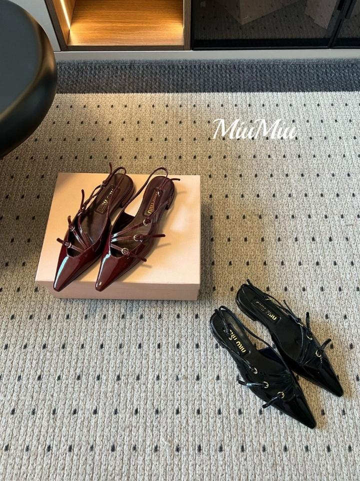 Miu Miu Leather slingback ballerinas with buckles black 5F476E (1)-duoc-ban-tai-Hvip Shoes and Clothes