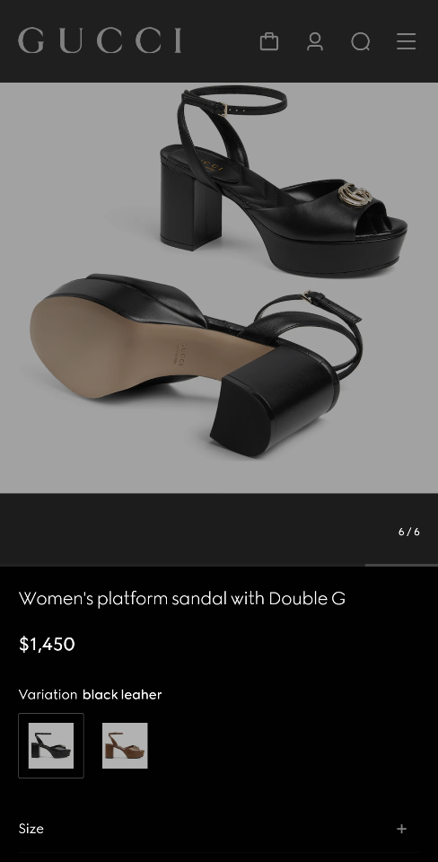 Gucci Women's platform sandal with Double G 80mm black leather 832450 (1)-duoc-ban-tai-Hvip Shoes and Clothes