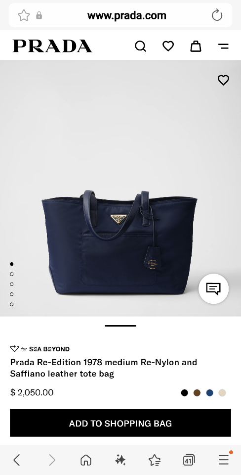 Prada Re-Edition 1978 medium Re-Nylon and Saffiano leather tote bag Baltic Blue 1BG555 35x26x15cm-duoc-ban-tai-Hvip Bags and Accessories