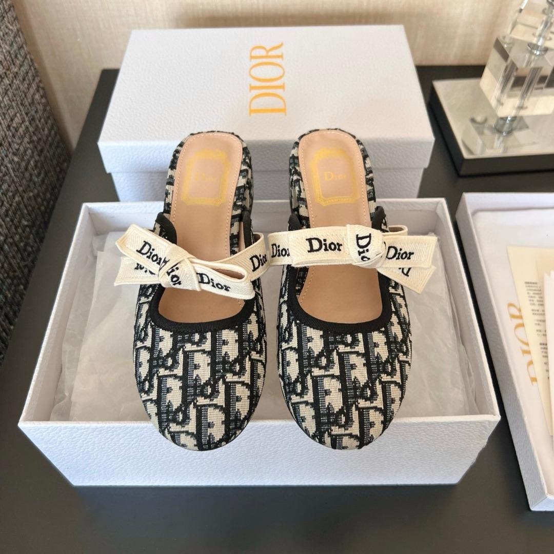 Dior J'adior mule heels cotton Embroidered-duoc-ban-tai-Hvip Shoes and Clothes