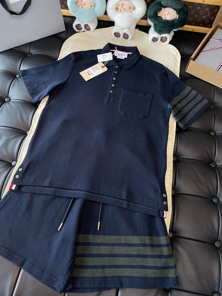 Thom Browne COTTON PIQUE 4-BAR POLO navy blue -duoc-ban-tai-Hvip Shoes and Clothes