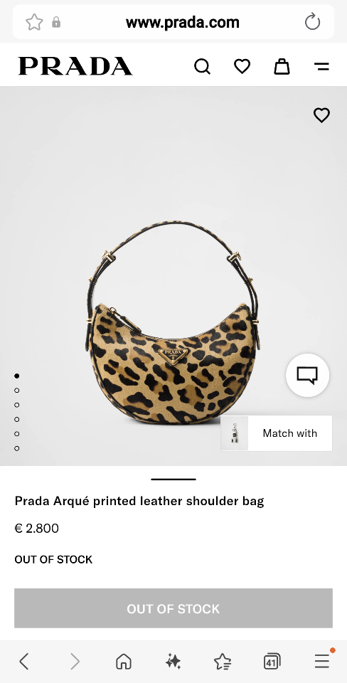 Prada Arqué printed leather shoulder bag honey 1BC194 22.5x18.5x6cm-duoc-ban-tai-Hvip Bags and Accessories