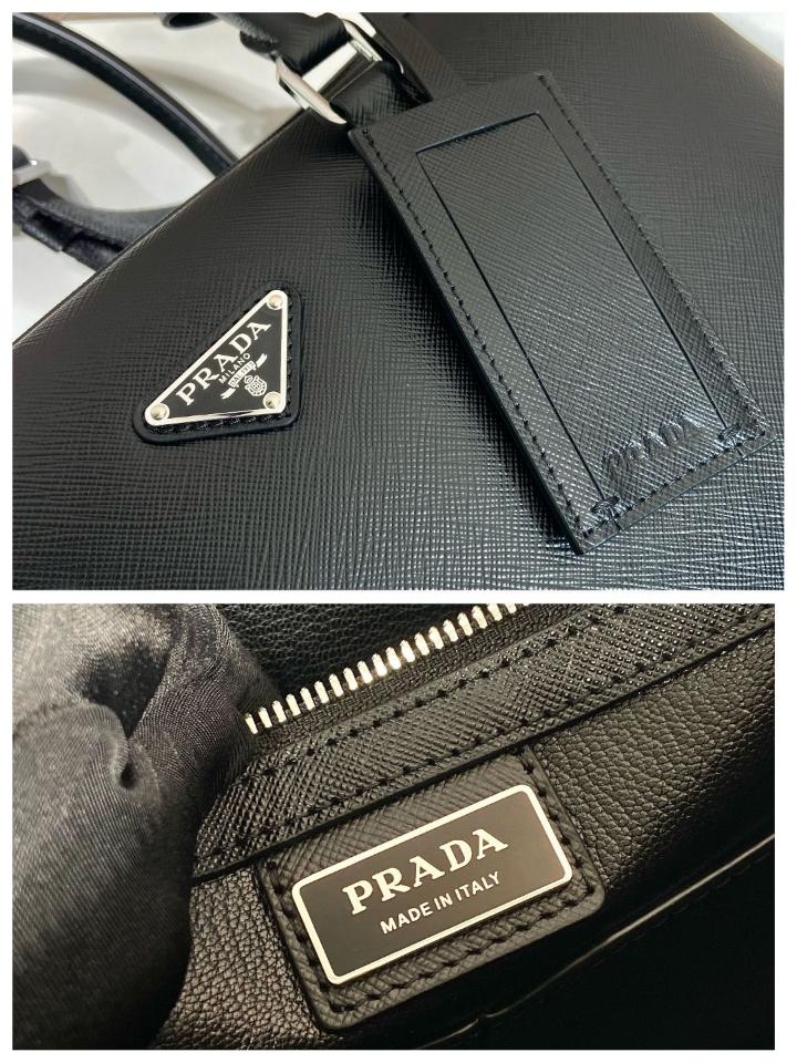 Prada Saffiano Leather briefs bag black 0891 38x29cm-duoc-ban-tai-Hvip Bags and Accessories