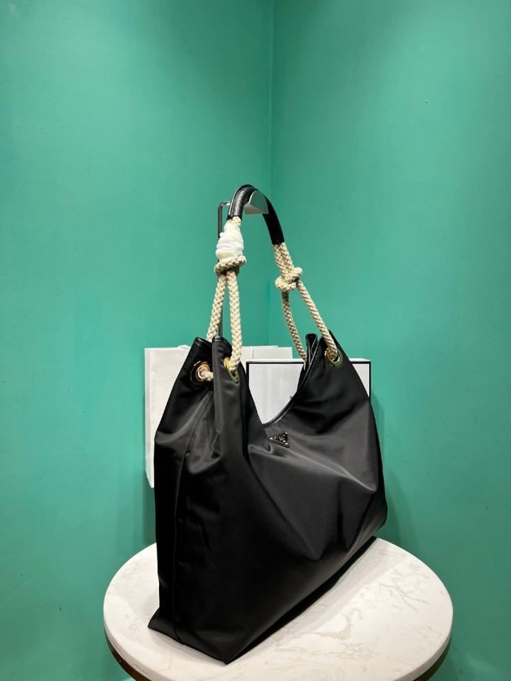 Prada Mariner large Re-Nylon shoulder bag black 1BC244 48x39x14cm-duoc-ban-tai-Hvip Bags and Accessories