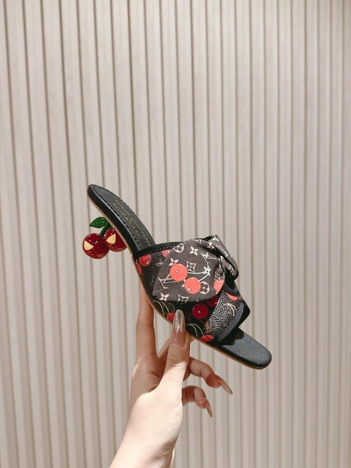 Louis Vuitton LV x TM Cherie Mules leather brown 🍒55mm (1) -duoc-ban-tai-Hvip Shoes and Clothes
