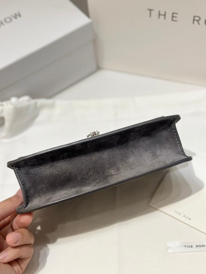 The Row Sofia suede shoulder bag dark grey PHW 19*10.5*5cm -duoc-ban-tai-Hvip Bags and Accessories