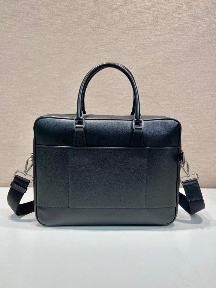 Prada Saffiano Leather briefs bag black 0891 38x29cm-duoc-ban-tai-Hvip Bags and Accessories
