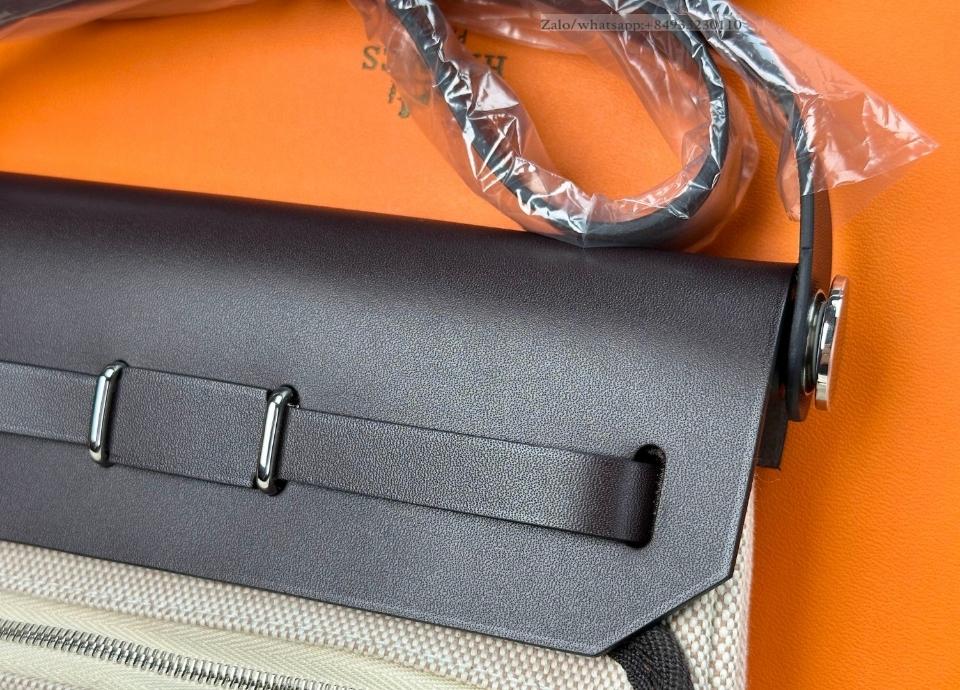Hermès Herbag zip Mini Vache Hunter Toile Noir/Ecru PHW -duoc-ban-tai-Hvip Bags and Accessories