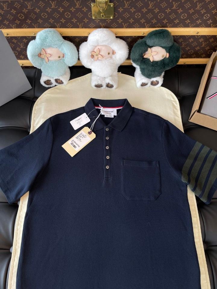 Thom Browne COTTON PIQUE 4-BAR POLO navy blue -duoc-ban-tai-Hvip Shoes and Clothes