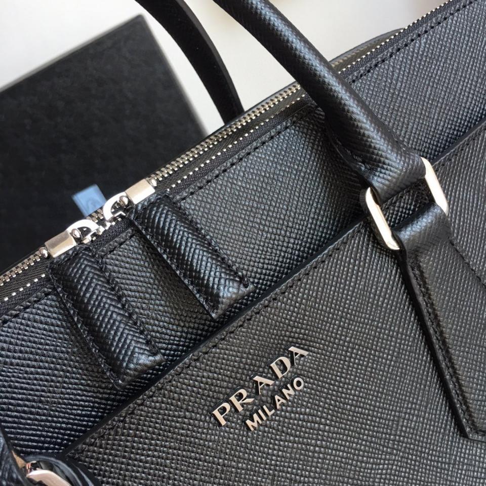 Prada Saffiano Leather briefs bag black 2VE366B 36x28cm-duoc-ban-tai-Hvip Bags and Accessories