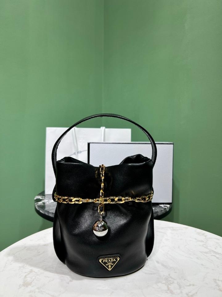 Prada Petit Sac Noir mini nappa leather bucket bag black 1BE088 14x20x15 cm -duoc-ban-tai-Hvip Bags and Accessories