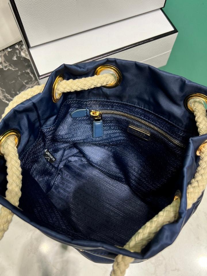 Prada Mariner Re-Nylon small bucket bag Baltic Blue 1BE082 23.5x28x16.5cm-duoc-ban-tai-Hvip Bags and Accessories