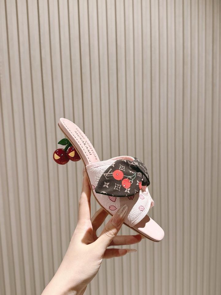 Louis Vuitton LV x TM Cherie Mules leather pink 55mm (1) -duoc-ban-tai-Hvip Shoes and Clothes