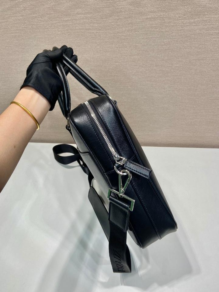 Prada Saffiano Leather briefs bag black 0891 38x29cm-duoc-ban-tai-Hvip Bags and Accessories