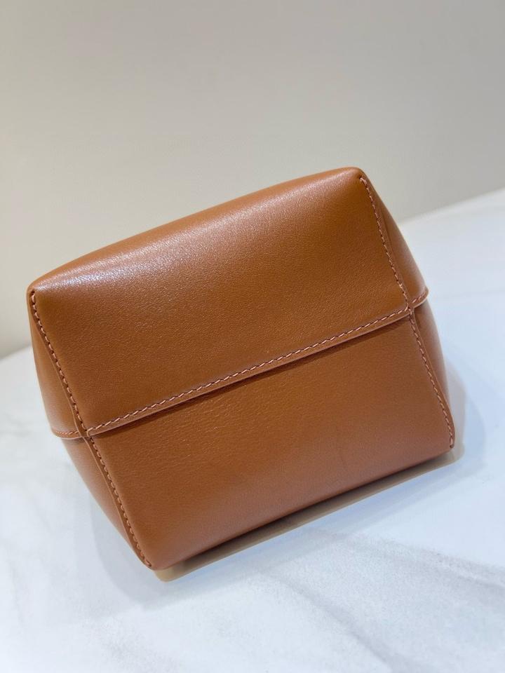 Small smooth calfskin leather tote bag brown 24X22X11cm -duoc-ban-tai-Hvip Bags and Accessories