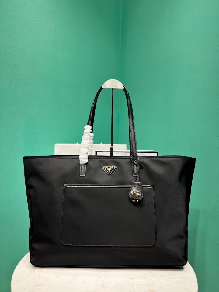 Prada Re-Edition 1978 large Re-Nylon and Saffiano leather tote bag black 43x31x15cm-duoc-ban-tai-Hvip Bags and Accessories