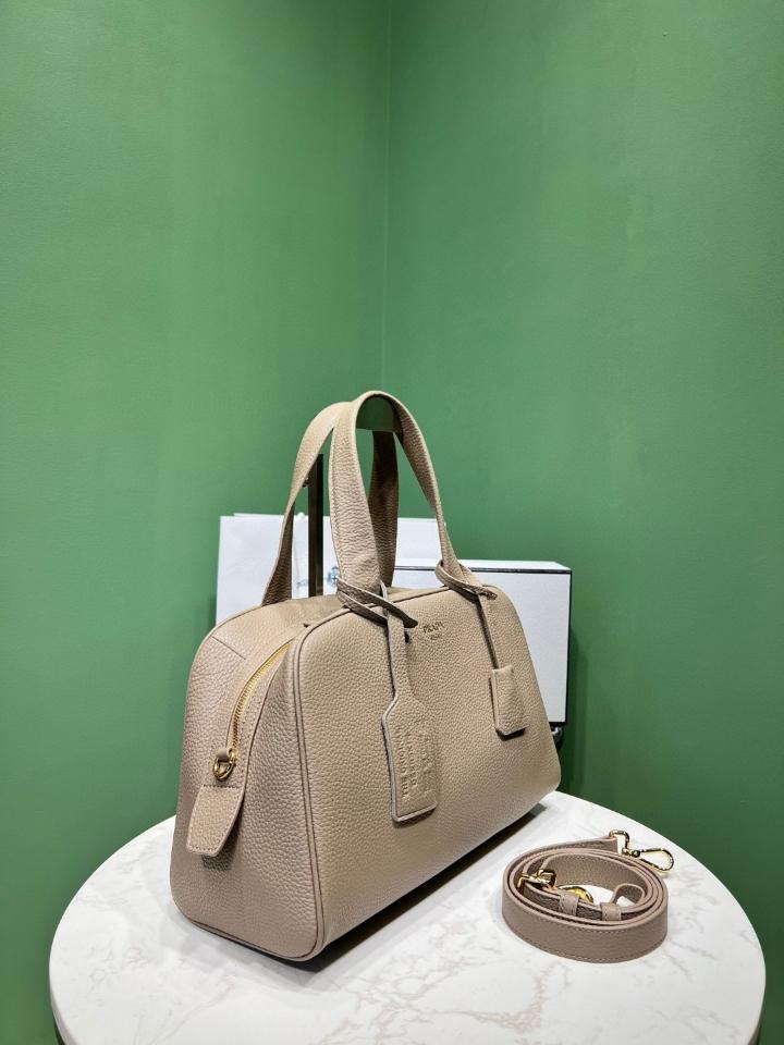 Prada Large leather top-handle bag clay grey 1BB148 33x22x14 cm -duoc-ban-tai-Hvip Bags and Accessories