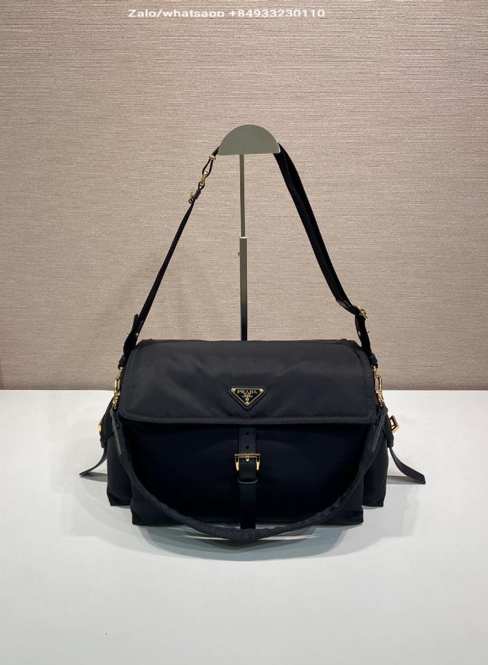 Prada Explore large Re-Nylon shoulder bag with flap 1BD391 black 37.5x19x12cm-duoc-ban-tai-Hvip Bags and Accessories