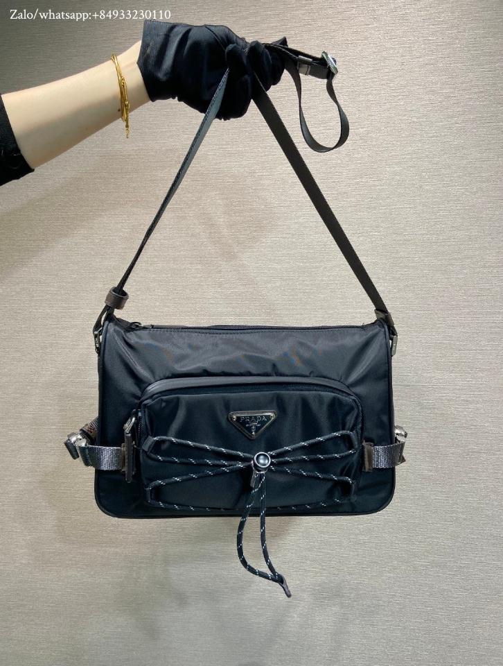 Prada Speedrock Re-Nylon and leather shoulder bag black 2VH192 28x17.5x10cm-duoc-ban-tai-Hvip Bags and Accessories