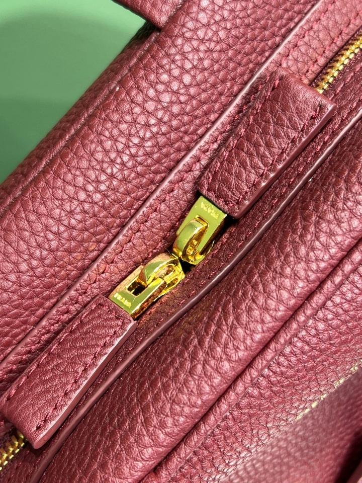 Prada Medium leather top-handle bag red 1BB149 28x20x13 cm -duoc-ban-tai-Hvip Bags and Accessories