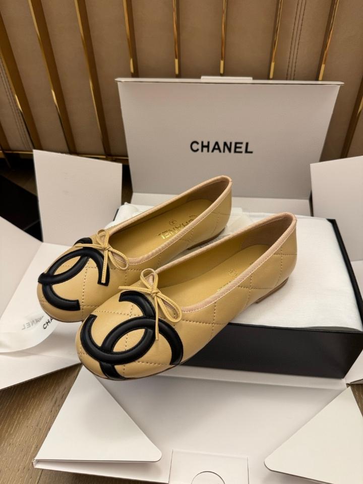 Chanel Ballet flats Lambskin beige and white G47163 -duoc-ban-tai-Hvip Shoes and Clothes
