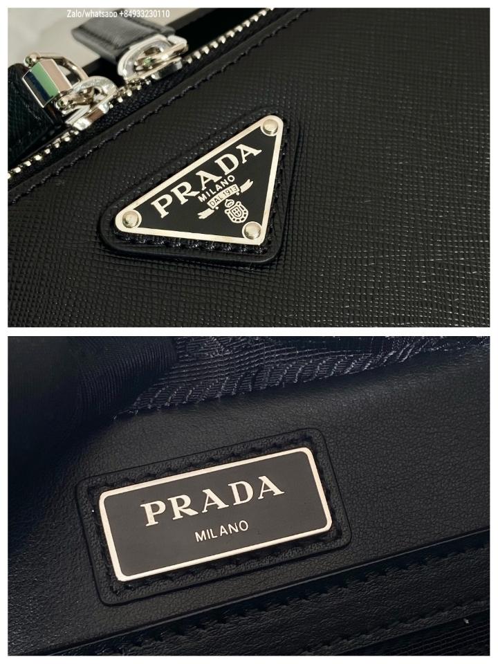 Prada Medium Prada Brique Saffiano leather bag 2VH069 black 22x16x6cm-duoc-ban-tai-Hvip Bags and Accessories