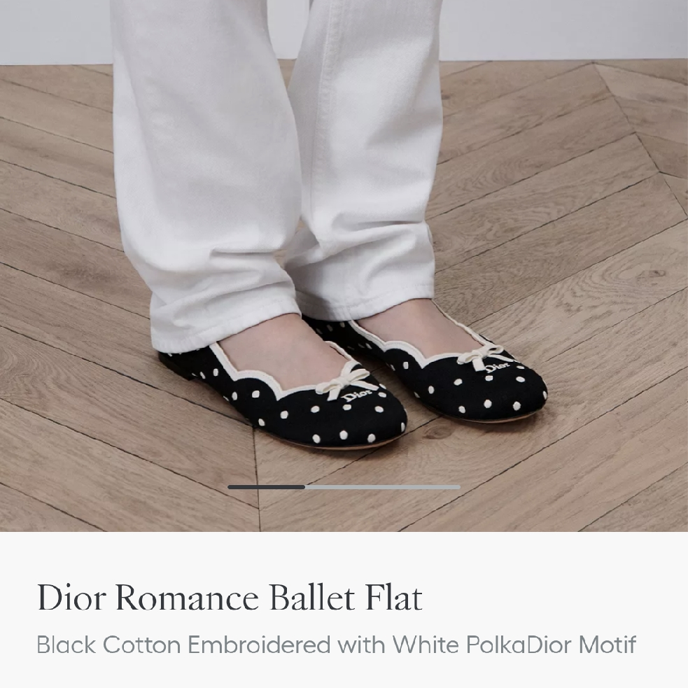 Dior Romance Ballet FlatBlack Cotton Embroidered with White PolkaDior MotifK DF327PEN_S11X-duoc-ban-tai-Hvip Shoes and Clothes