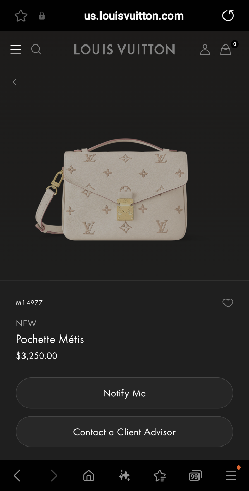 Louis Vuitton M14977
NEW
Pochette Métis 9.8 x 7.5 x 2.8 cm-duoc-ban-tai-Hvip Bags and Accessories