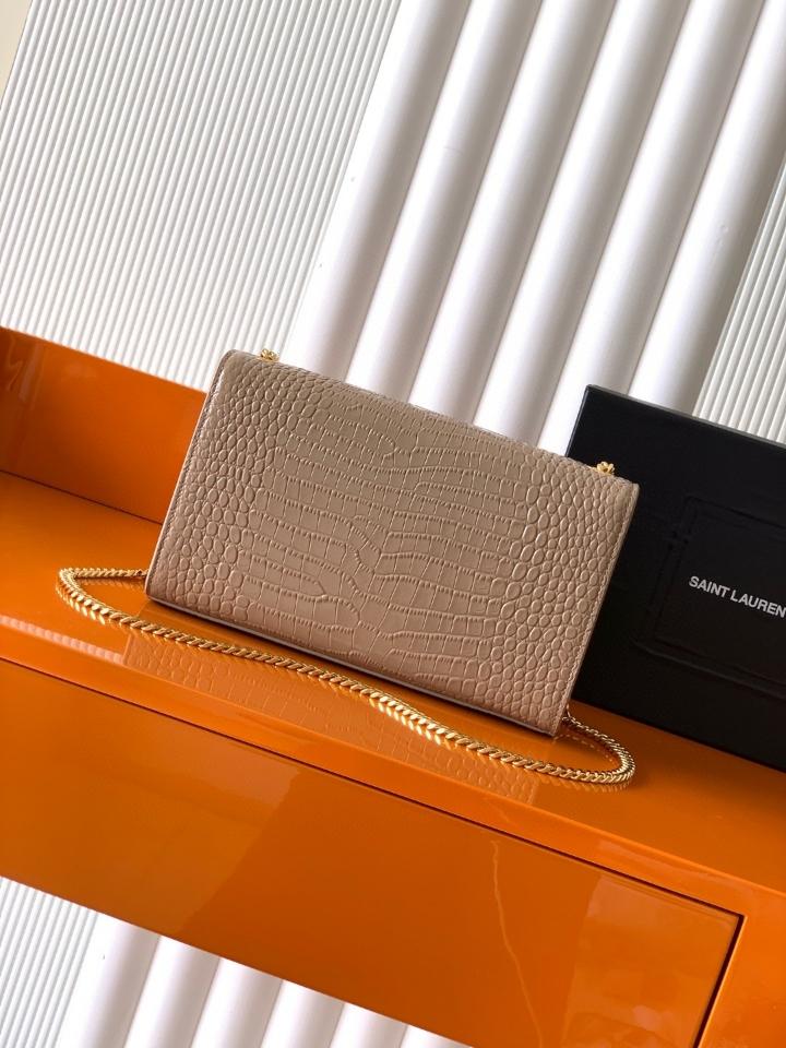 Saint Laurent Ysl 
KATE MEDIUM TASSEL IN CROCODILE-EMBOSSED LEATHER
Taupe 354119 24x14.5x5.5cm (1) -duoc-ban-tai-Hvip Bags and Accessories