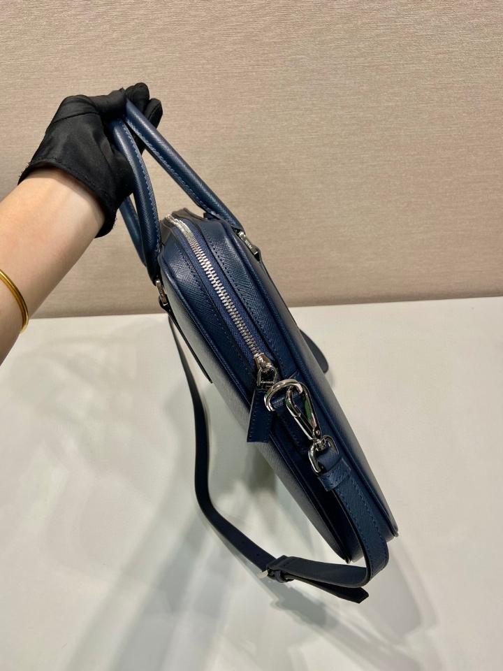 Prada Saffiano leather bag blue 0368 37x28x3.5cm-duoc-ban-tai-Hvip Bags and Accessories