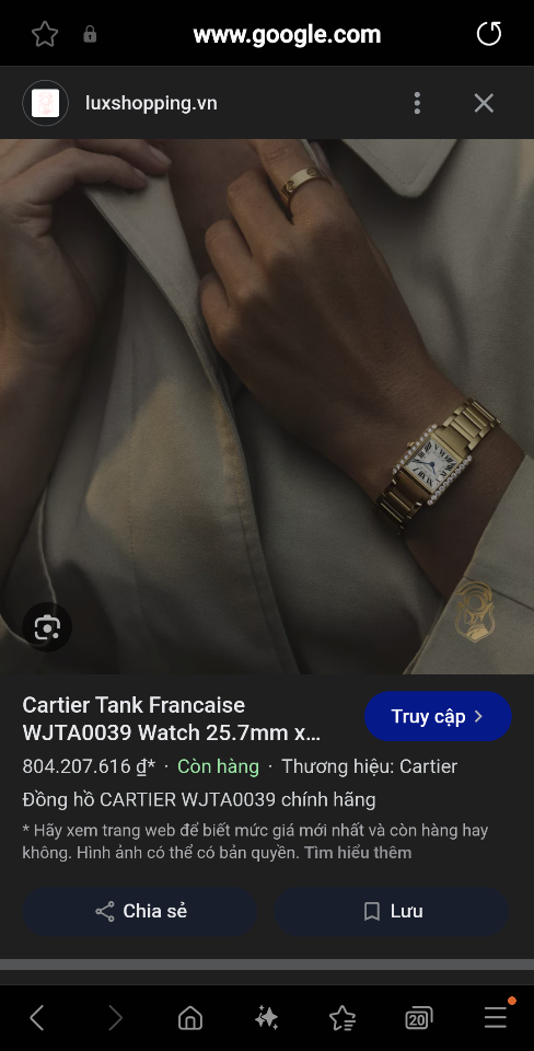 Cartier Tank Française watch
Small model, quartz movement, yellow gold, diamonds WJTA0039-duoc-ban-tai-Hvip Bags and Accessories