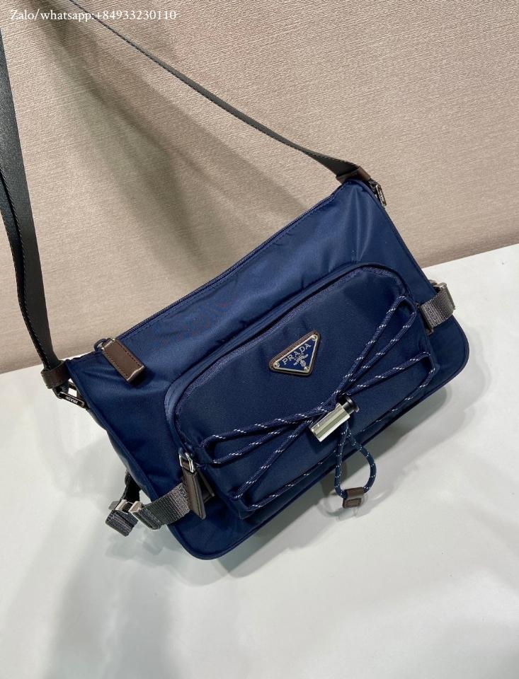 Prada Speedrock Re-Nylon and leather shoulder bag navy  2VH192 28x17.5x10cm-duoc-ban-tai-Hvip Bags and Accessories