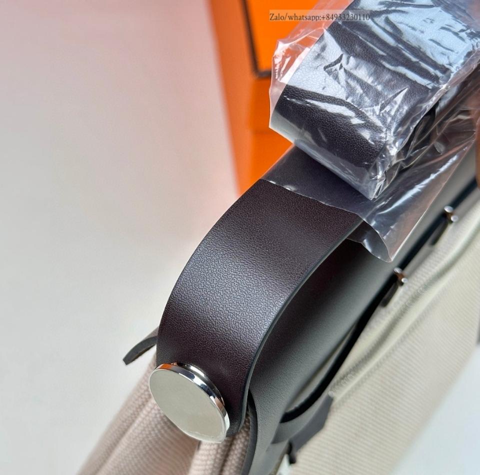 Hermès Herbag zip Mini Vache Hunter Toile Noir/Ecru PHW -duoc-ban-tai-Hvip Bags and Accessories