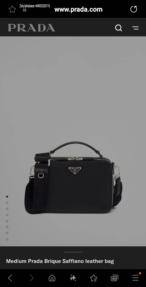 Prada Medium Prada Brique Saffiano leather bag 2VH069 black 22x16x6cm-duoc-ban-tai-Hvip Bags and Accessories
