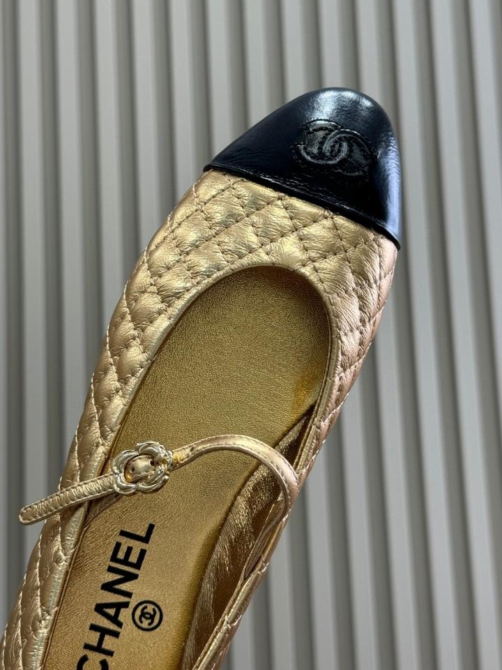 Chanel 25a BALLERINAS lambskin gold/black (1)-duoc-ban-tai-Hvip Shoes and Clothes