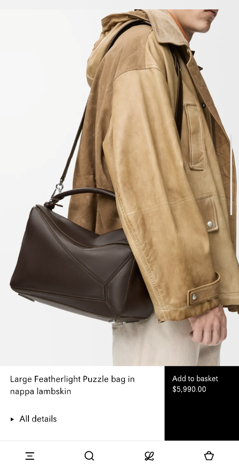 Loewe Large Featherlight Puzzle bag in nappa lambskin B510PNLX02 33*14.7*21.5CM Dark Chestnut -duoc-ban-tai-Hvip Bags and Accessories