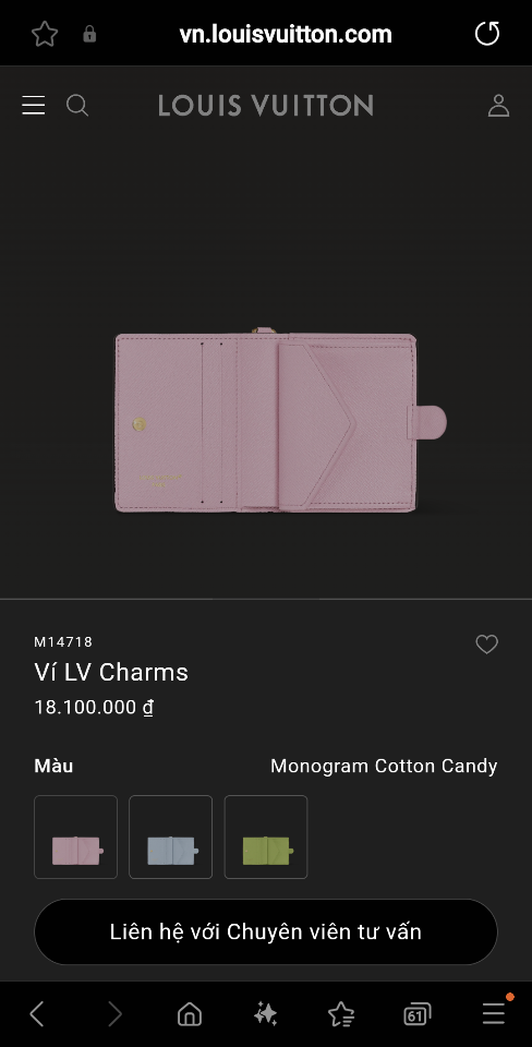Louis Vuitton M14718
Ví LV Charms 9x10x2.5cm -duoc-ban-tai-Hvip Bags and Accessories