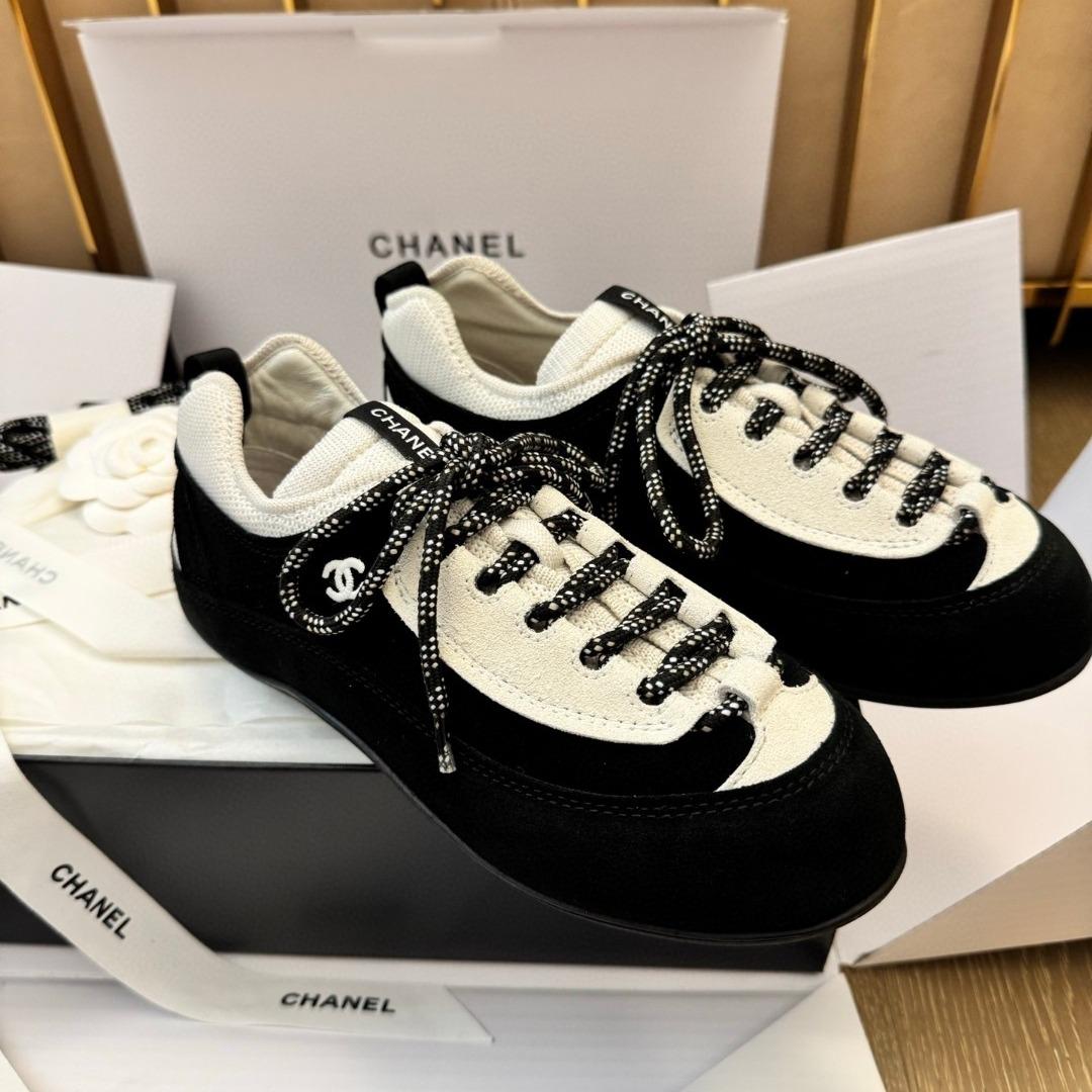 Chanel Trainers Velvet Calfskin & Mixed Fibers Black & White G47413 (1)-duoc-ban-tai-Hvip Shoes and Clothes